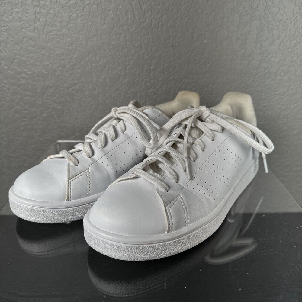 Adidas Women’s Advantage Base Tennis Size 8.5 White w/Pink Logo EE7510